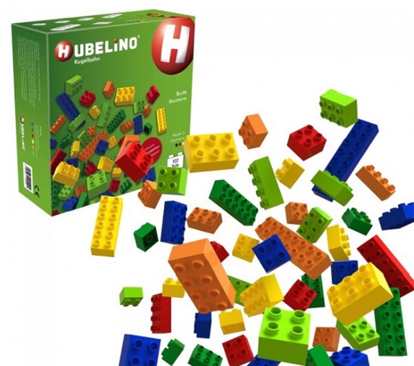 Hubelino are plastic-made and stuck together on top of one another to build any structure 